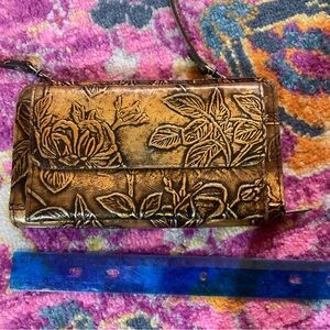 Patricia Nash Brown Floral Embossed Clutch